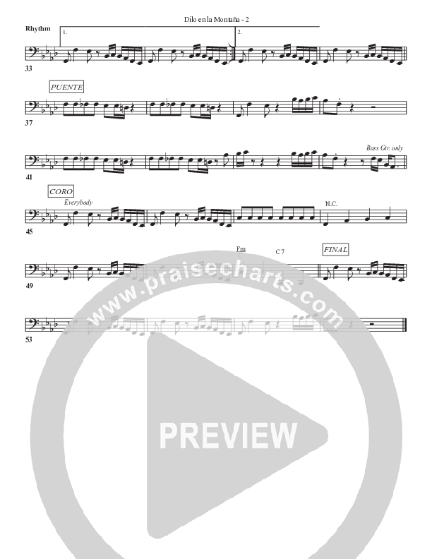 Ve dilo en la Montaña Rhythm Chart (Bell Shoals Music)