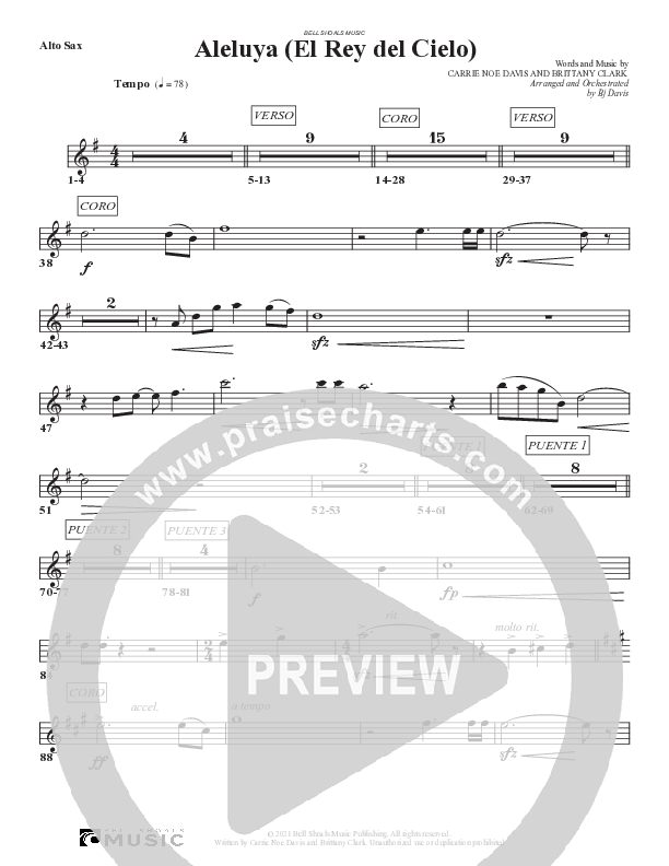Aleluya (El Rey del Cielo) Alto Sax (Bell Shoals Music)