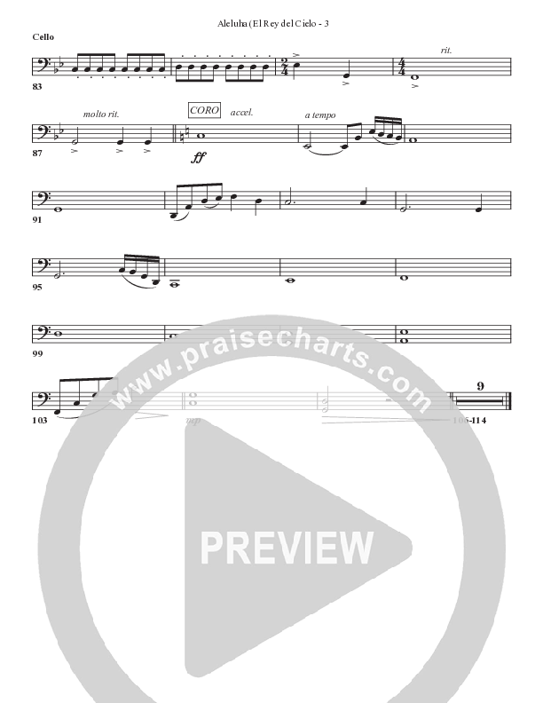 Aleluya (El Rey del Cielo) Cello (Bell Shoals Music)