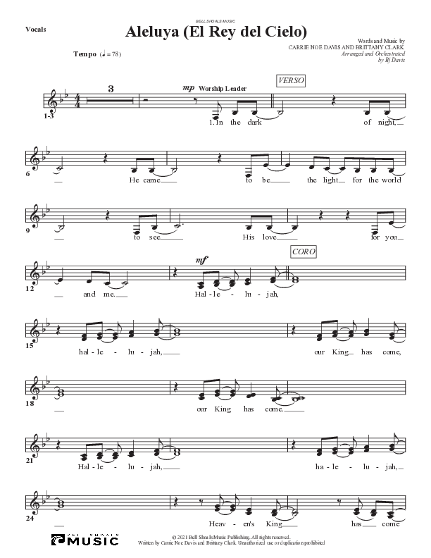 Aleluya (El Rey del Cielo) Choir Sheet (Bell Shoals Music)
