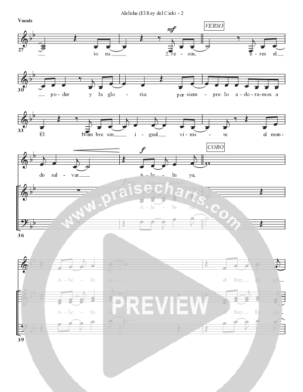Aleluya (El Rey del Cielo) Choir Sheet (Bell Shoals Music)