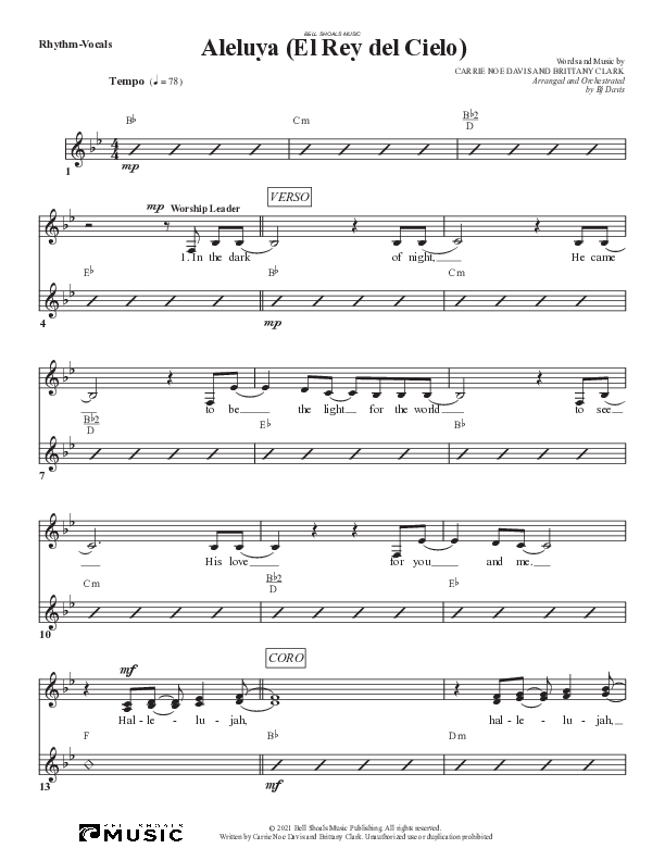 Aleluya (El Rey del Cielo) Piano/Vocal Pack (Bell Shoals Music)