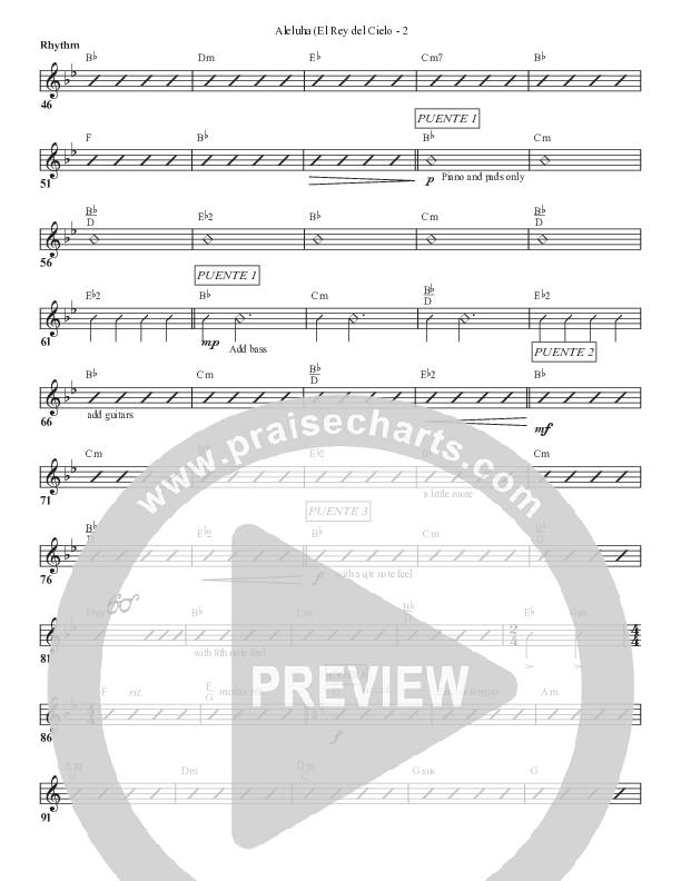 Aleluya (El Rey del Cielo) Rhythm Chart (Bell Shoals Music)