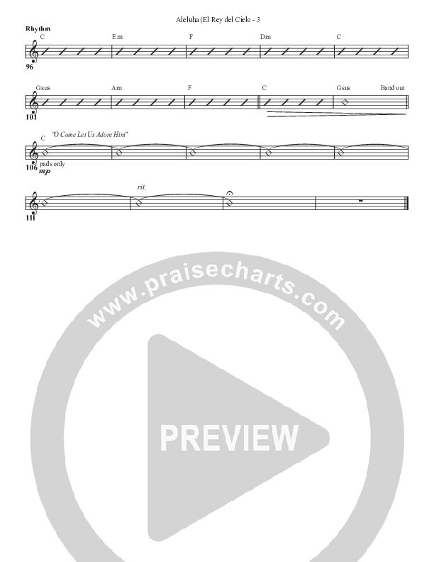 Aleluya (El Rey del Cielo) Rhythm Chart (Bell Shoals Music)