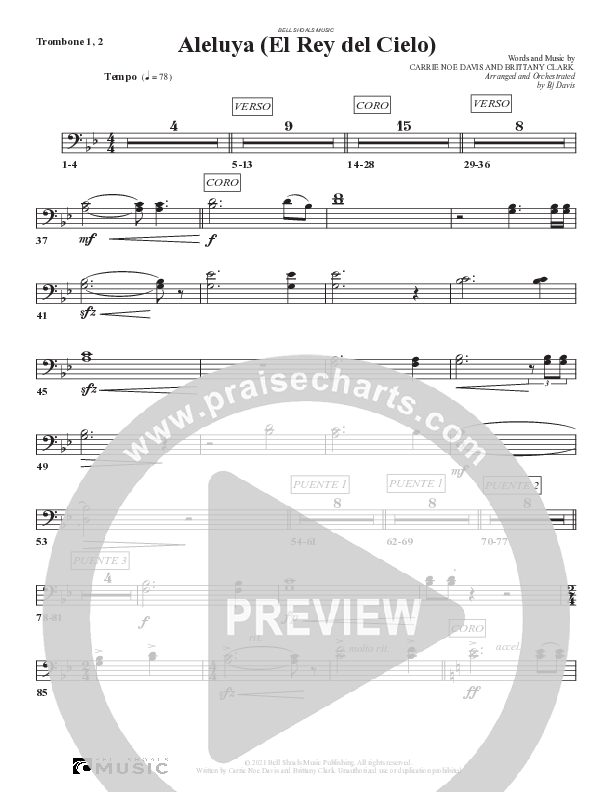 Aleluya (El Rey del Cielo) Trombone 1/2 (Bell Shoals Music)