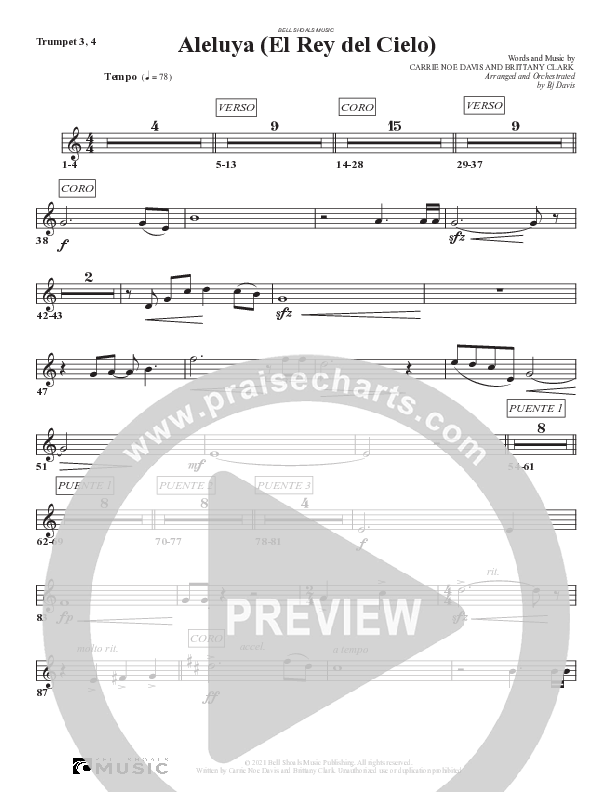 Aleluya (El Rey del Cielo) Trumpet 3/4 (Bell Shoals Music)