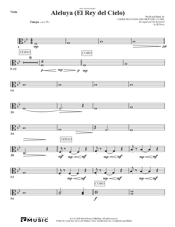 Aleluya (El Rey del Cielo) Viola (Bell Shoals Music)