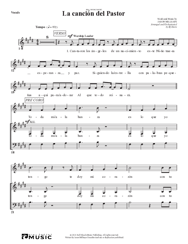 La canción del Pastor Choir Sheet (Bell Shoals Music)