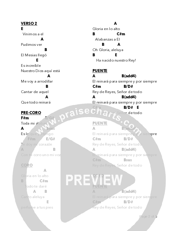 La canción del Pastor Chord Chart (Bell Shoals Music)