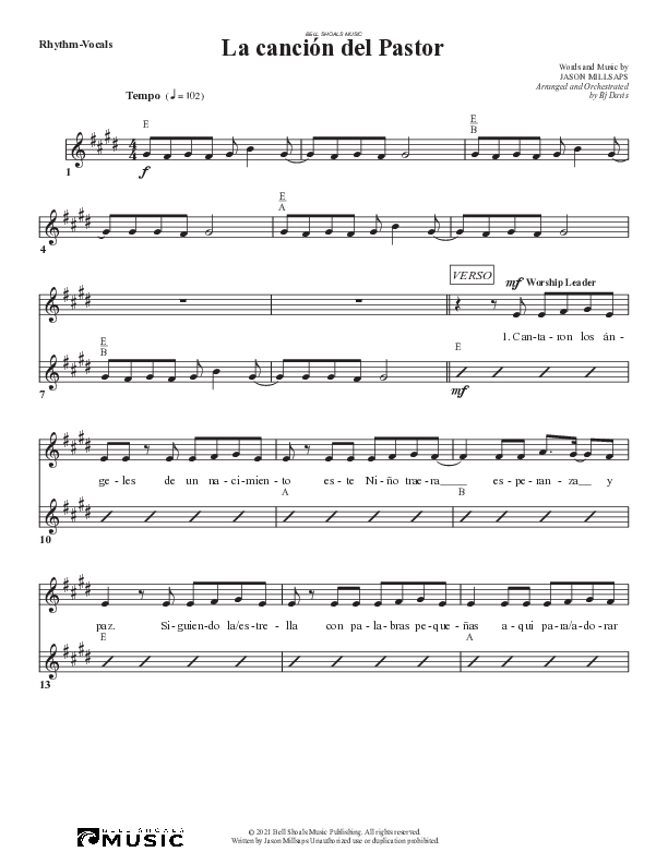 La canción del Pastor Piano/Vocal Pack (Bell Shoals Music)