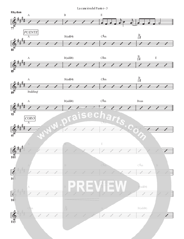 La canción del Pastor Rhythm Chart (Bell Shoals Music)