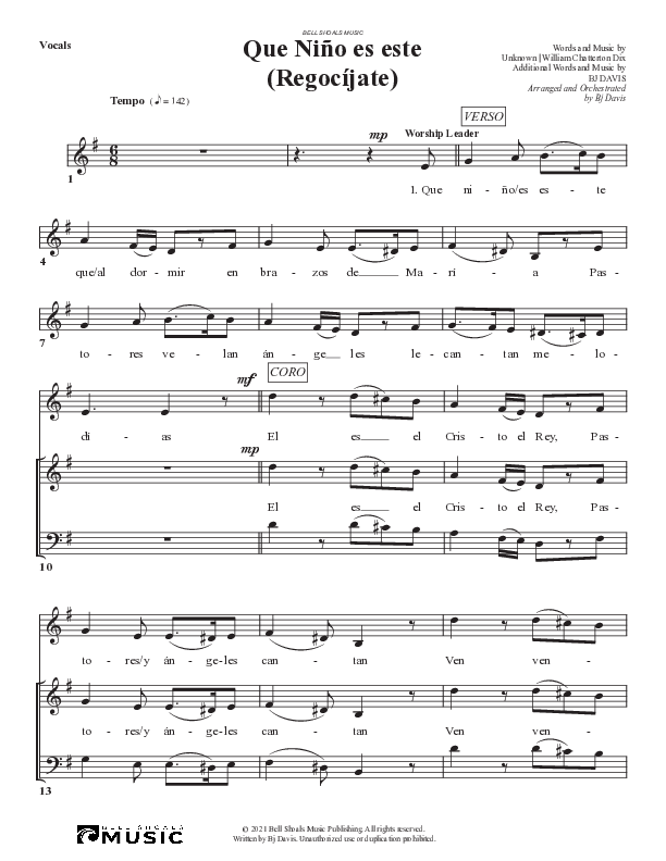Que niño es este (Regocíjate) Choir Sheet (Bell Shoals Music)