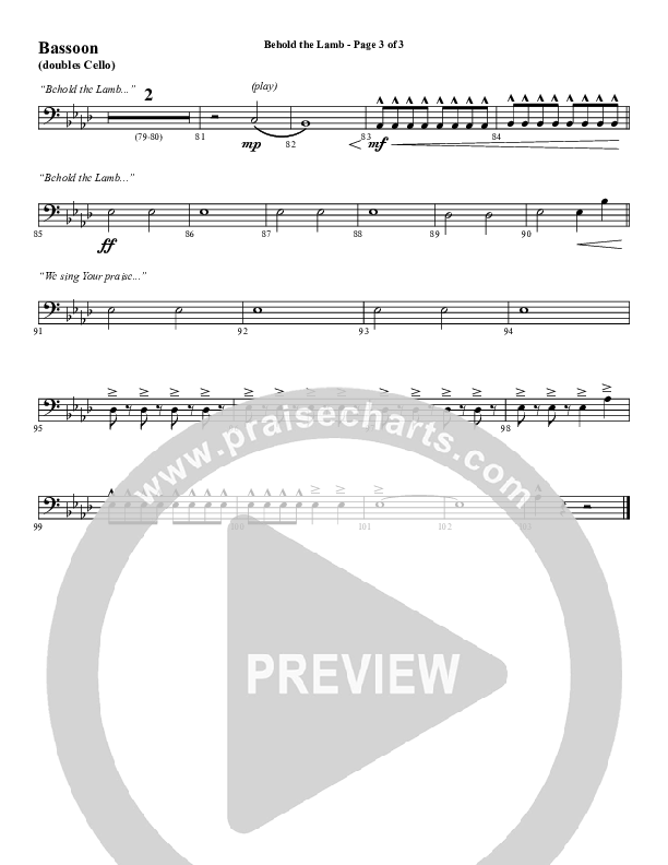 Behold The Lamb (Choral Anthem SATB) Bassoon (Word Music Choral / Arr. Cliff Duren)
