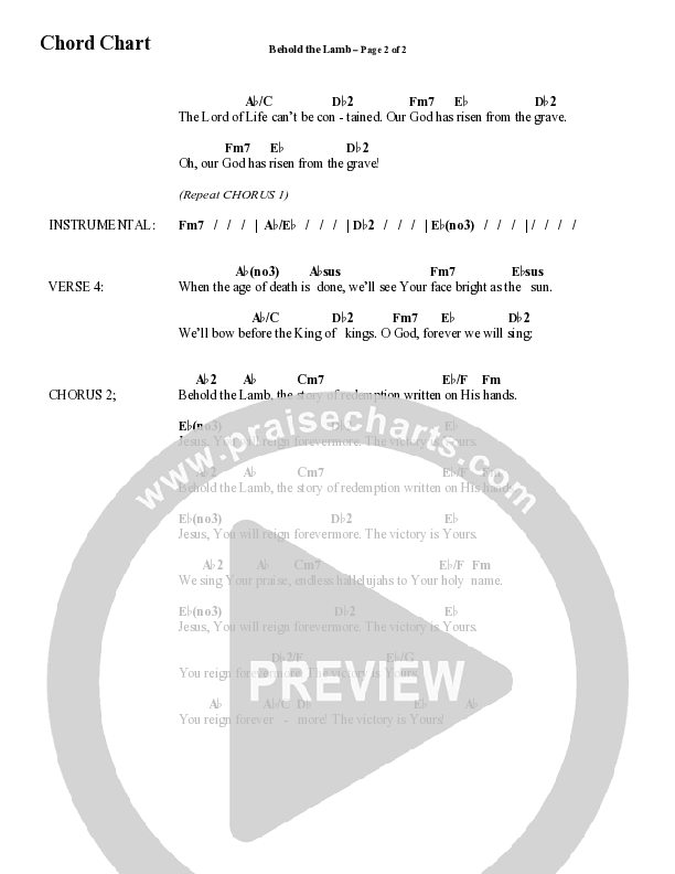 Behold The Lamb (Choral Anthem SATB) Chord Chart (Word Music Choral / Arr. Cliff Duren)