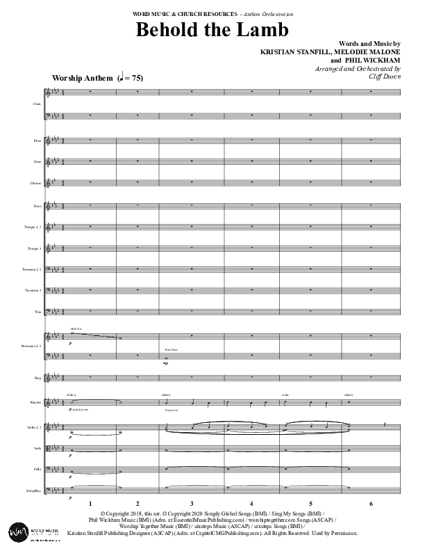 Behold The Lamb (Choral Anthem SATB) Conductor's Score (Word Music Choral / Arr. Cliff Duren)