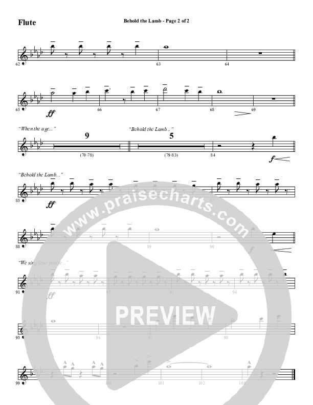 Behold The Lamb (Choral Anthem SATB) Flute (Word Music Choral / Arr. Cliff Duren)