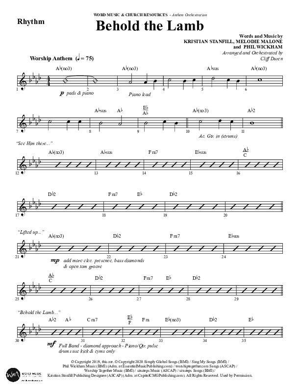 Behold The Lamb (Choral Anthem SATB) Rhythm Chart (Word Music Choral / Arr. Cliff Duren)