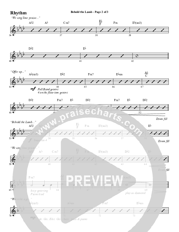 Behold The Lamb (Choral Anthem SATB) Rhythm Chart (Word Music Choral / Arr. Cliff Duren)