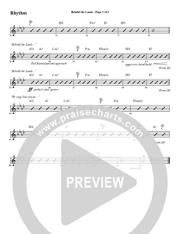 Behold The Lamb (Choral Anthem SATB) Rhythm Chart (Word Music Choral / Arr. Cliff Duren)