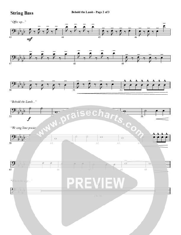 Behold The Lamb (Choral Anthem SATB) String Bass (Word Music Choral / Arr. Cliff Duren)