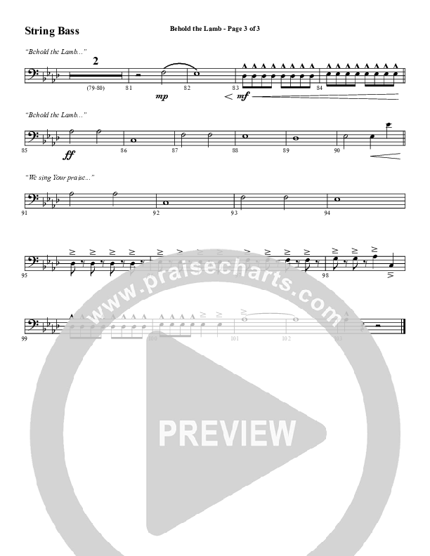 Behold The Lamb (Choral Anthem SATB) String Bass (Word Music Choral / Arr. Cliff Duren)