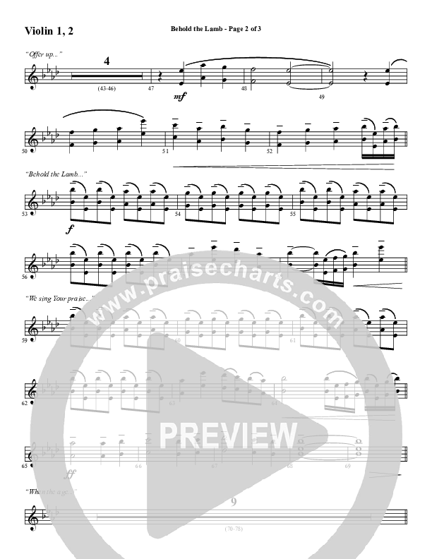 Behold The Lamb (Choral Anthem SATB) Violin 1/2 (Word Music Choral / Arr. Cliff Duren)