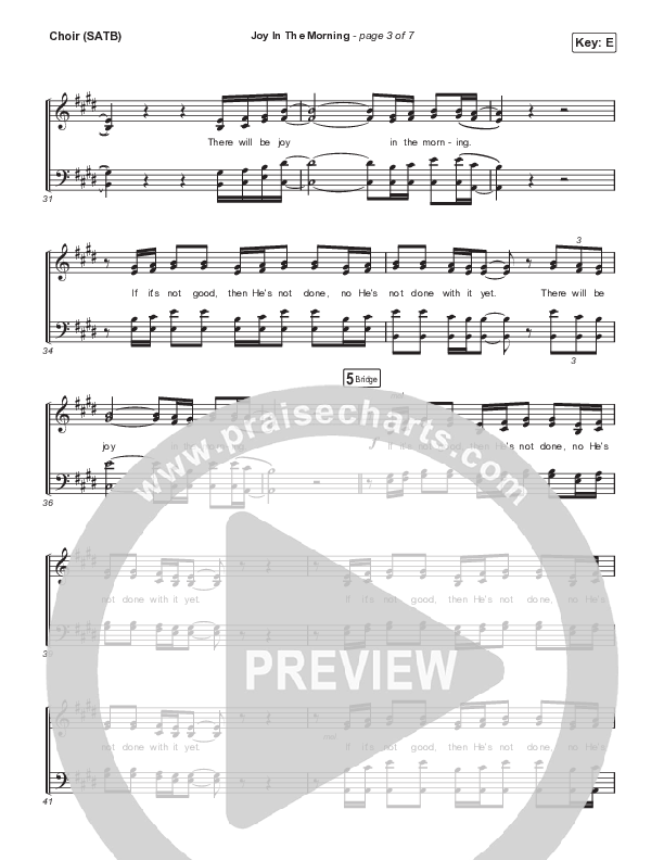 Joy In The Morning Choir Sheet (SATB) (Tauren Wells / Elevation Worship)