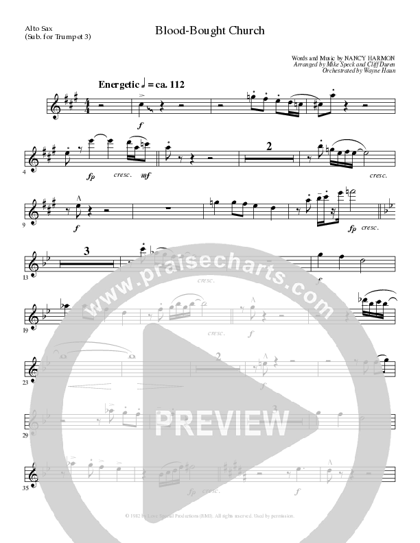 Blood Bought Church (Choral Anthem SATB) Alto Sax (Lillenas Choral / Arr. Cliff Duren)