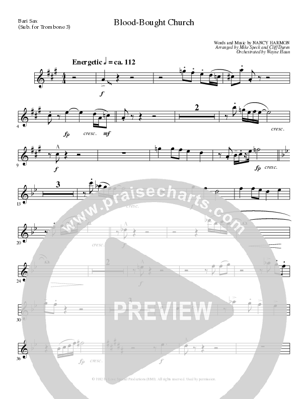 Blood Bought Church (Choral Anthem SATB) Bari Sax (Lillenas Choral / Arr. Cliff Duren)