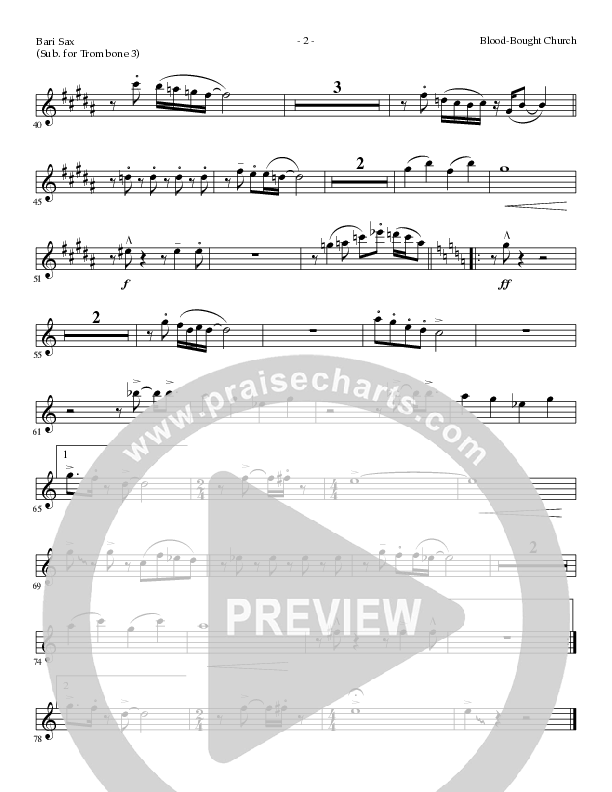 Blood Bought Church (Choral Anthem SATB) Bari Sax (Lillenas Choral / Arr. Cliff Duren)