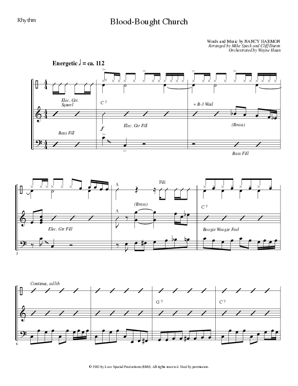 Blood Bought Church (Choral Anthem SATB) Rhythm Chart (Lillenas Choral / Arr. Cliff Duren)