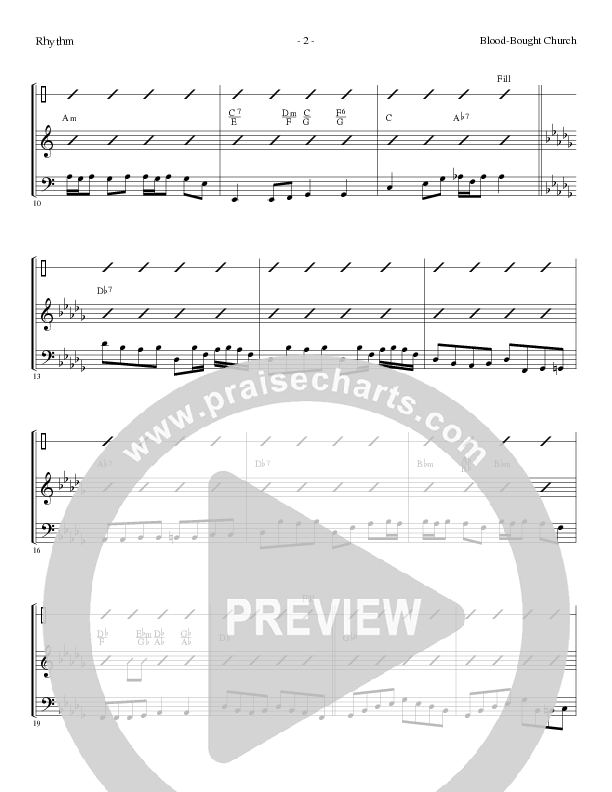 Blood Bought Church (Choral Anthem SATB) Rhythm Chart (Lillenas Choral / Arr. Cliff Duren)