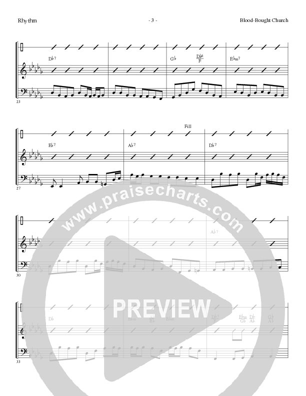 Blood Bought Church (Choral Anthem SATB) Rhythm Chart (Lillenas Choral / Arr. Cliff Duren)