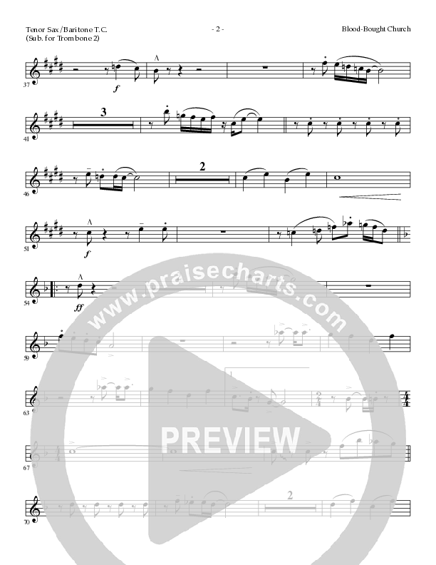Blood Bought Church (Choral Anthem SATB) Tenor Sax 1 (Lillenas Choral / Arr. Cliff Duren)