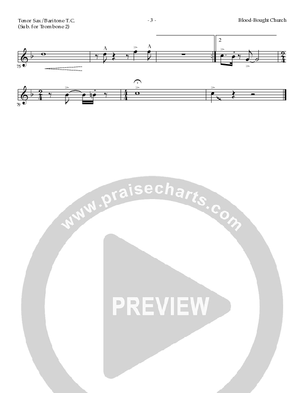 Blood Bought Church (Choral Anthem SATB) Tenor Sax 1 (Lillenas Choral / Arr. Cliff Duren)