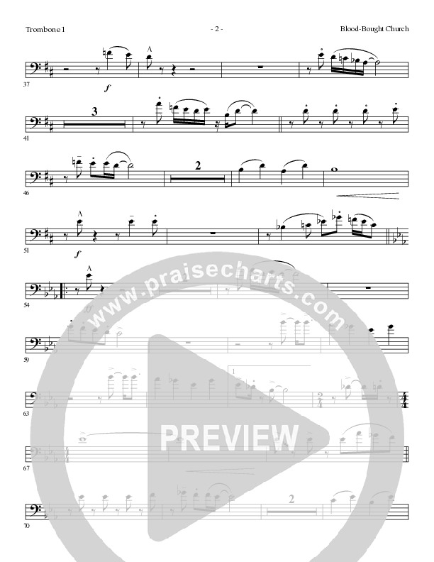 Blood Bought Church (Choral Anthem SATB) Trombone 1 (Lillenas Choral / Arr. Cliff Duren)