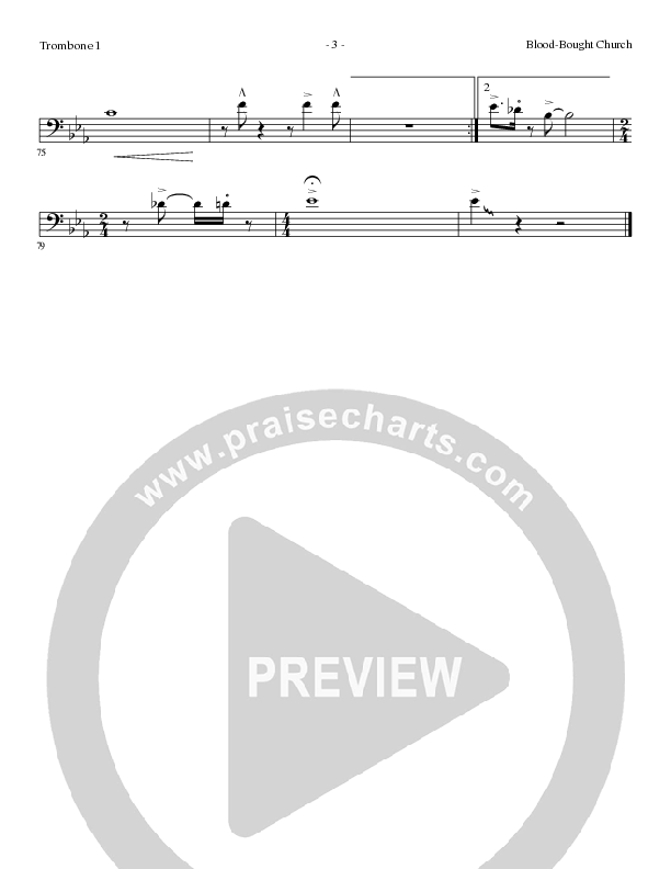 Blood Bought Church (Choral Anthem SATB) Trombone 1 (Lillenas Choral / Arr. Cliff Duren)