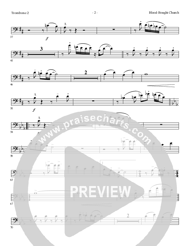 Blood Bought Church (Choral Anthem SATB) Trombone 2 (Lillenas Choral / Arr. Cliff Duren)