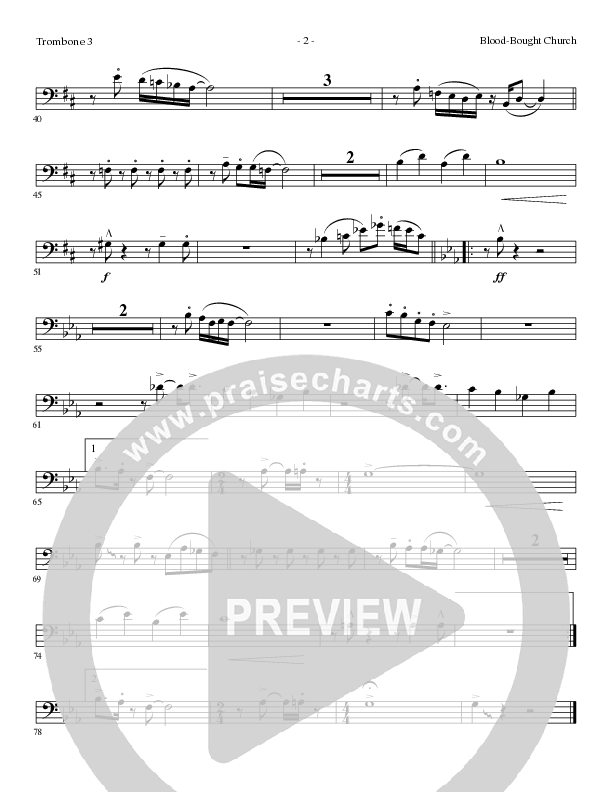 Blood Bought Church (Choral Anthem SATB) Trombone 3 (Lillenas Choral / Arr. Cliff Duren)
