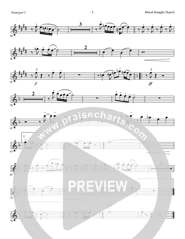 Blood Bought Church (Choral Anthem SATB) Trumpet 1 (Lillenas Choral / Arr. Cliff Duren)
