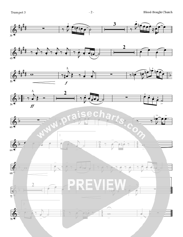 Blood Bought Church (Choral Anthem SATB) Trumpet 3 (Lillenas Choral / Arr. Cliff Duren)