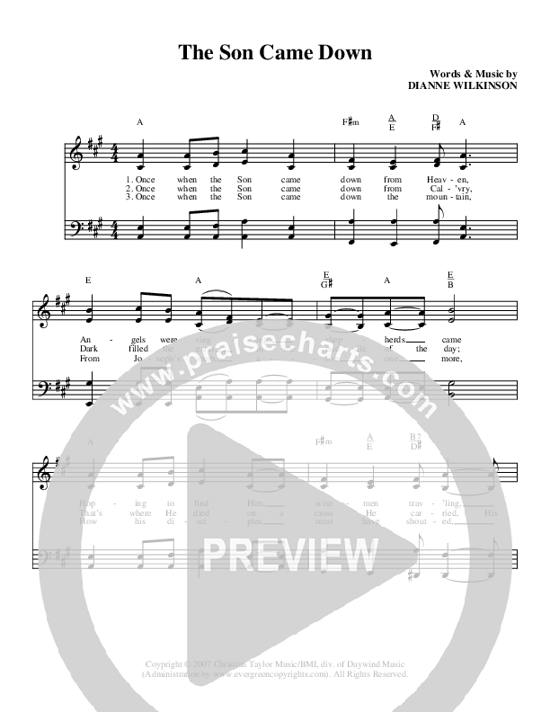 The Son Came Down Lead Sheet (SAT) (The Inspirations)