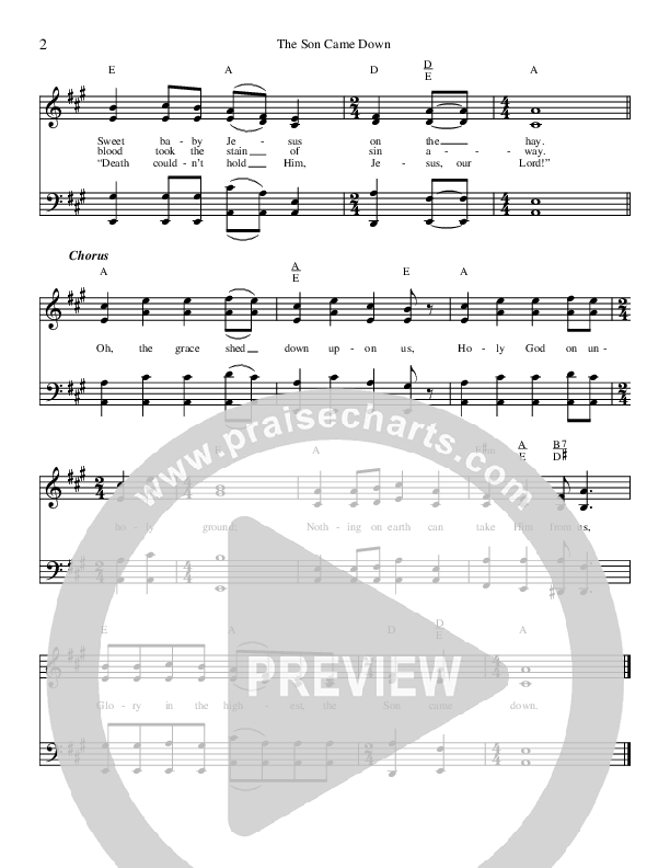 The Son Came Down Lead Sheet (The Inspirations)