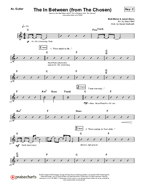 The In Between (From The Chosen) Acoustic Guitar (Matt Maher)