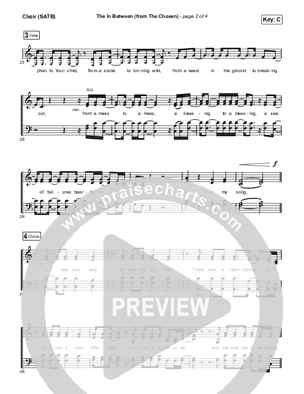 The In Between (From The Chosen) Choir Sheet (SATB) (Matt Maher)