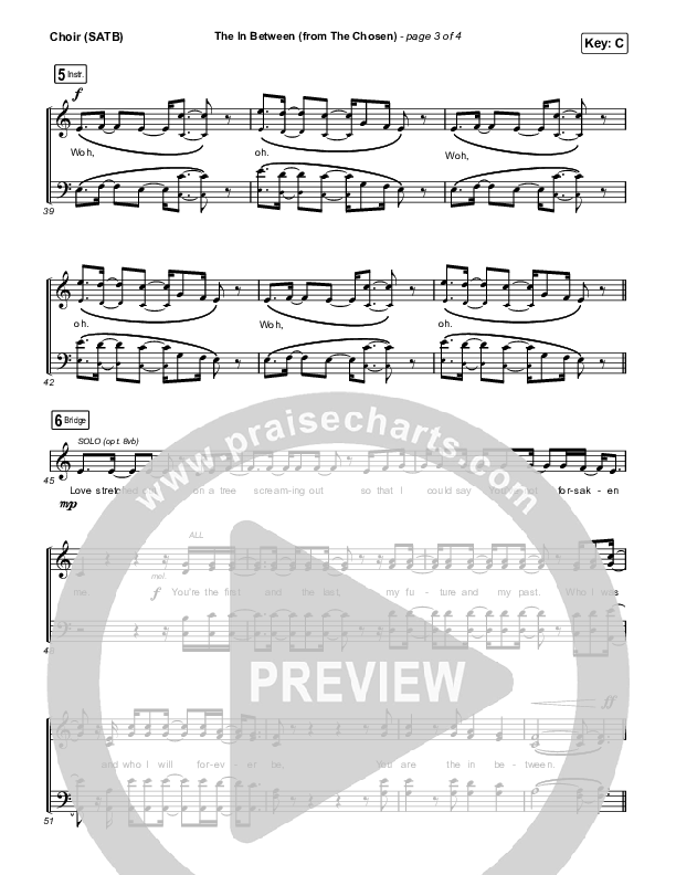 The In Between (From The Chosen) Choir Sheet (SATB) (Matt Maher)