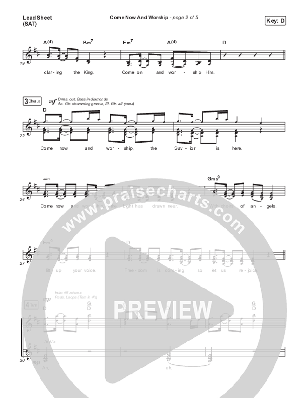 Come Now And Worship Lead Sheet (SAT) (Worship For Everyone)