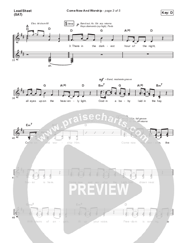 Come Now And Worship Lead Sheet (SAT) (Worship For Everyone)