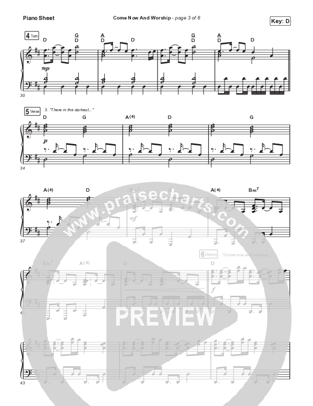 Come Now And Worship Piano Sheet (Worship For Everyone)