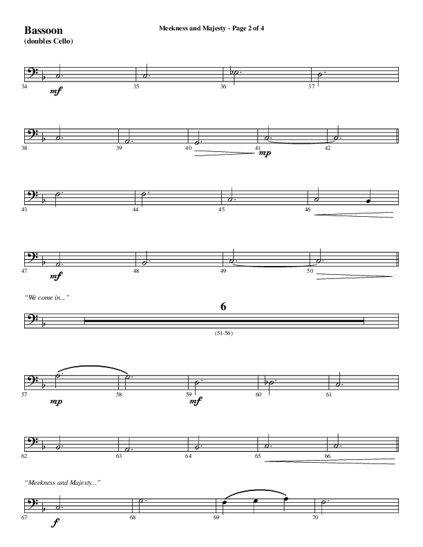 Meekness And Majesty (Choral Anthem SATB) Bassoon (Word Music Choral / Arr. Phil Nitz)